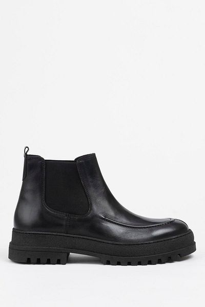 Galliano Shoes Boston Genuine Leather Black Rubber Sole Boots