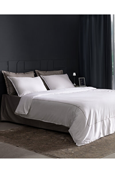 Madame Coco Laila King Size %100 Pamuk Nakışlı Saten Nevresim Takımı - Beyaz