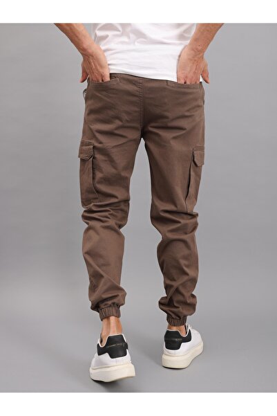 YXC Trend Maker Men's Brown Cargo Pocket Trousers