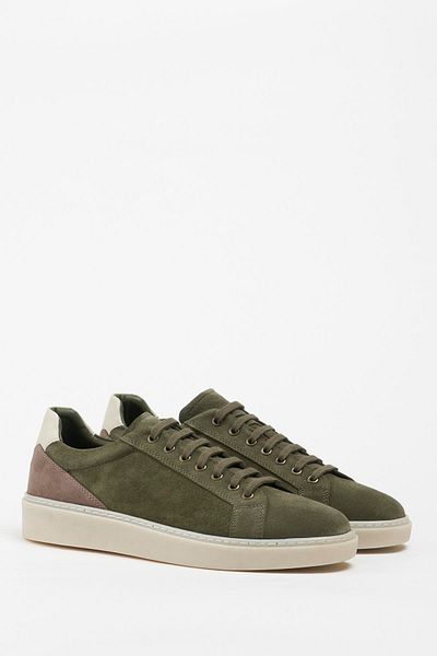 Galliano Shoes Portofino Khaki Taupe Suede Sneaker - Genuine Leather and Rubber Sole