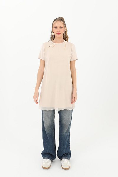 Puane Γυναικείο Basic Μακρύ T-Shirt -10271TUN - ΜΠΕΖ