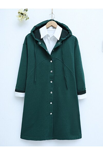 Modamorfo Hooded Buttoned Double Set - Emerald