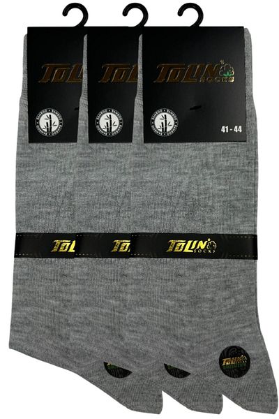 TOLIN Men's 3-Piece Gray Bamboo Socks Set 14100