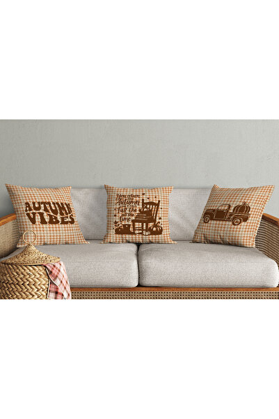 Evmila Set de huse de pernă din 3 piese din catifea cu model de toamnă 43x43 ...