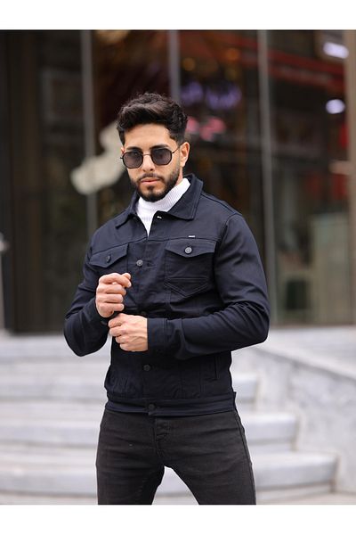 WKM Jachetă de blugi pentru bărbați, slim Fit, casual, cu croiala relaxată, fără denim
