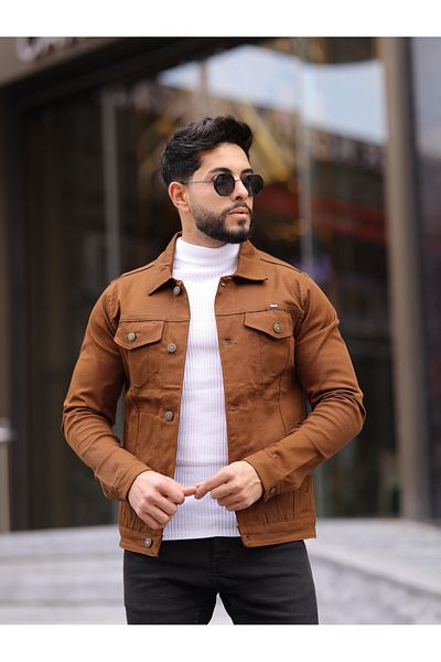 WKM Jachetă de blugi pentru bărbați, slim Fit, casual, cu croiala relaxată, fără denim