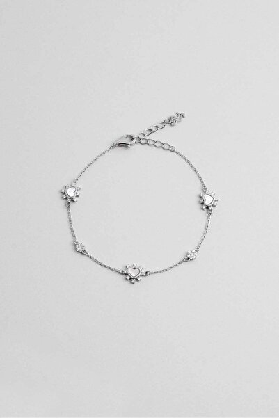 So CHIC... Aşk Yıldızı 18 Ayar Beyaz Altın Kaplama 19 Cm Gümüş Minimal Bileklik