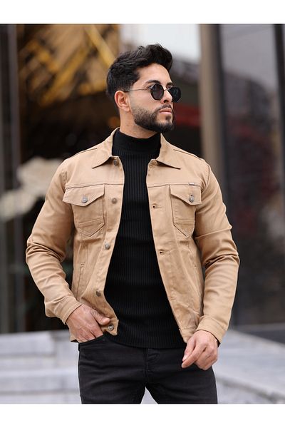 WKM Jachetă de blugi pentru bărbați, slim Fit, casual, cu croiala relaxată, fără denim