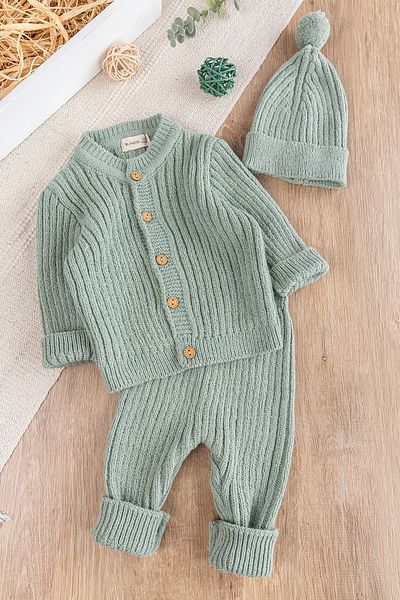 Babymod Knitwear Cardigan Beret Unisex Winter Hat Baby Set