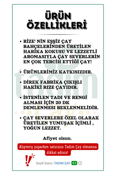 TADIM ÇAY Tiryaki 1000 gr (HAKİKİ RİZE ÇAYI, PAKET SİYAH ÇAY)