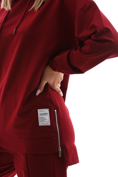 WestBound Claret Red Women's Sports Set - Zippered and Slit Casual Set