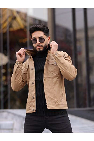 WKM Ανδρικό slim Fit Casual Άνετο τζιν μπουφάν χωρίς τζιν