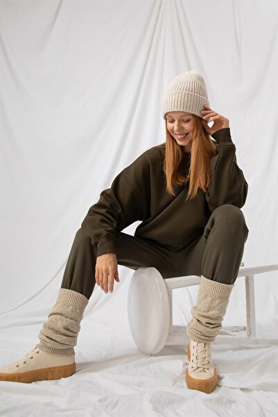 gothamvibes Kadın Vibe Oversize Haki Sweatshirt