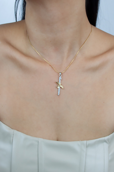 Pridza Elif ve Anka Kuş Figürlü İnce Zincir Çelik Kolye