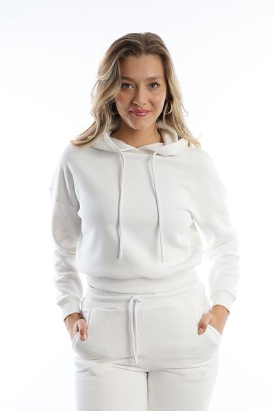Polo State White Jogger Tracksuit Set - Hooded Sweatshirt and 3 Thread Sweatpants
