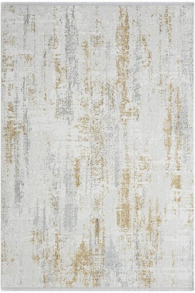 Karmen Halı Zenith Zn011a Gri Halı Gold Detaylı Modern Yumuşak Kadife Ince An...