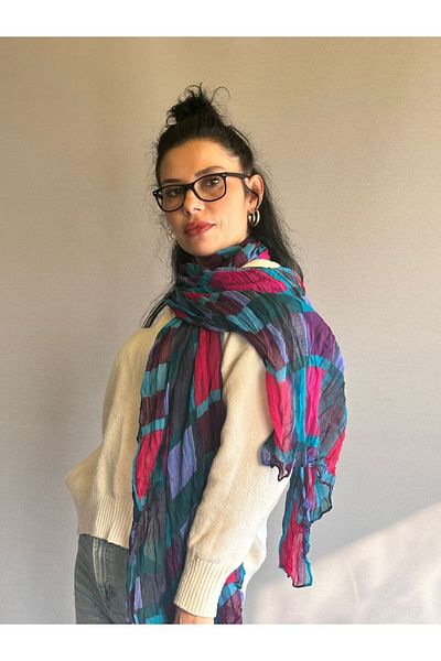 Gönülden Tasarım EșARFĂ DE FEMEI MOALE DE CULOARE PLAID 180X75 CM