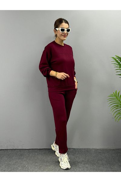 velmorafashion المرأة طويلة الأكمام طاقم الرقبة فسكوزي اثنين من الغزل بلوزة وبنطلون بدلة مزدوجة