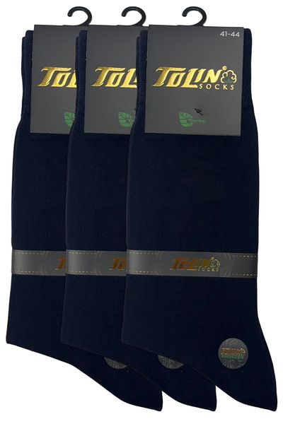 TOLIN Men's 3-Piece Dark Blue Bamboo Socks Set 14100