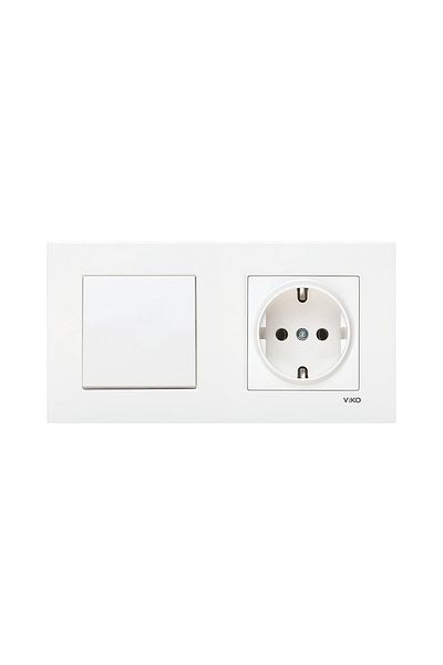 VİKO Viko Karre White 1 Switch + 1 Grounded Socket + 1 Double Frame