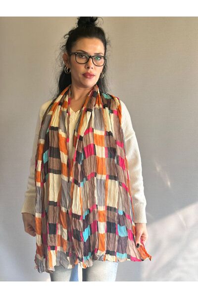 Gönülden Tasarım 180X75 cm Plaid Colorful Soft Women's Scarf Shawl