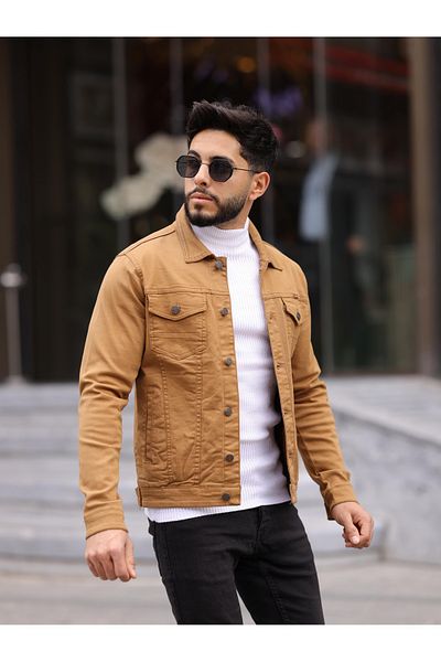 WKM Jachetă de blugi pentru bărbați, slim Fit, casual, cu croiala relaxată, fără denim