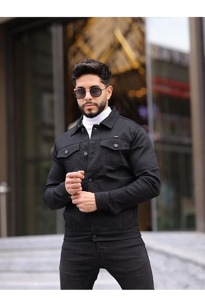 WKM Jachetă de blugi pentru bărbați, slim Fit, casual, cu croiala relaxată, fără denim