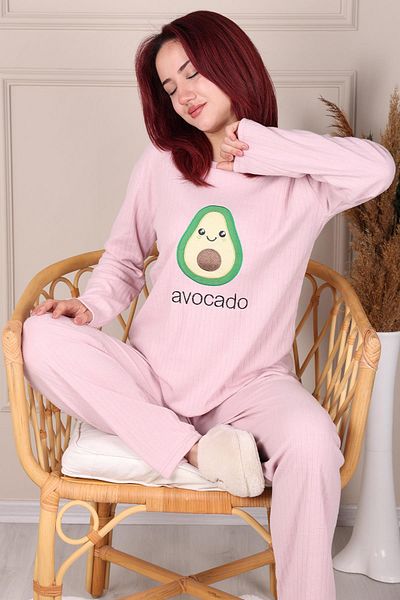 Niket Life Set pijamale cu mâneci lungi cu model avocado PUDRA