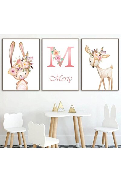 Çılgıntrend Kişiye Özel Çocuk Odası Için 3 Lü Duvar Posteri- Çerçevesiz