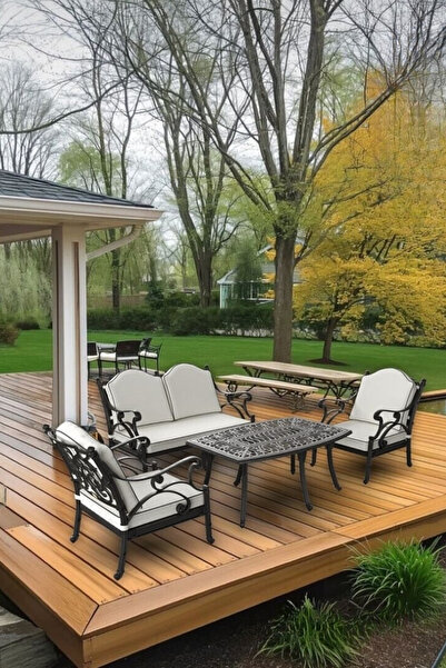 Ceritti Ferforje Görünümlü Masa Sandalye Takımı, Tüm Mekanlarda 4 Mevsim Kull...