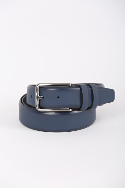 KASVA DERİ حزام جلد من نسيج الساتان باللون الأزرق الداكن مقاس 3.5 سم