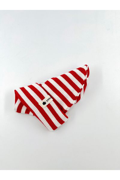 anna sofie 1-5 Years Unisex Red-White Striped Ribbed 100% Cotton Corset Beanie