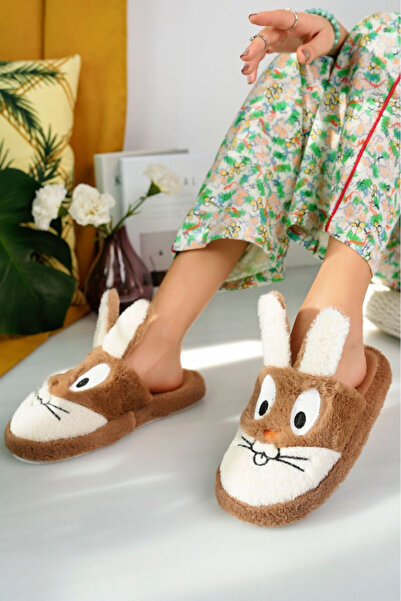 STOCON Kadın Tavşan Figürlü Ev Terliği,Çeyizlik Terlik, Kaymaz Taban ,Yumuşak Taban