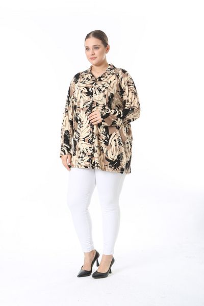 XL Modam cămașă de mărime mare din lycra viscoză cu model multicolor