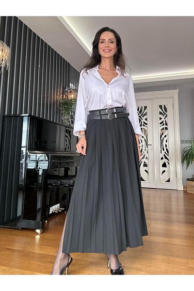 Atelier Derin Fusta lungă plisată cu curea dublă