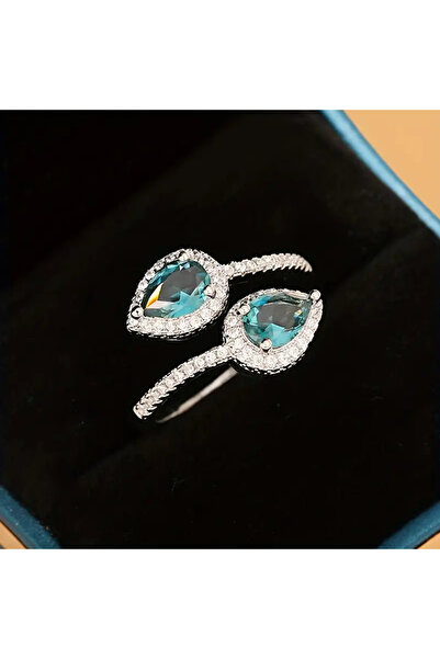 begüm jewelery ÇİÇEK MODEL DAMLA TAŞLI AYARLANABİLİR TASARIM YÜZÜK