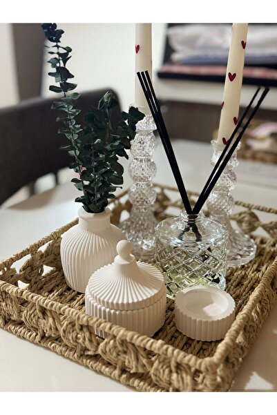 VARKAL Özel Tasarım Kokulu Doğal Mum Ve Vazo Aksesuar Seti