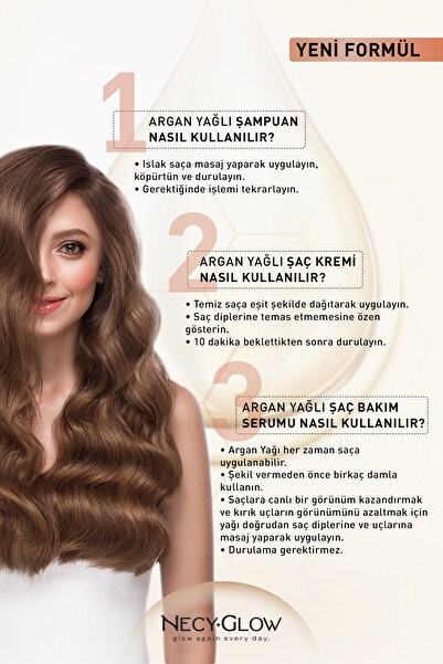 NECY GLOW ARGAN ONARICI BESLEYİCİ ŞAMPUAN+SAÇ KREMİ+SAÇ SERUMU( AVANTAJLI PAKET)