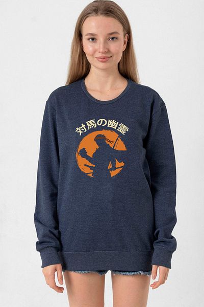 Tshirthane Ghost Of Tsushima - Дамски суитшърт в японски индиго цвят 2ip