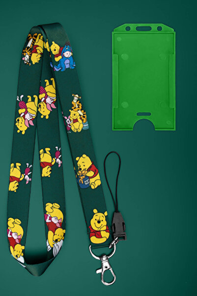 Apptakı Ayı Desenli Boyun İpi Boyun Askı İpi Boyun Askısı ve Kartlık - ASS0301-1