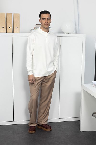 GIESTO Basic μακρυμάνικο μπλουζάκι Polo Neck - Λευκό