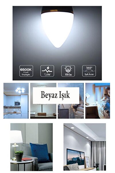 Osram Ledvalue 7,5W (60W) 3 lü Led Mum Ampul Beyaz - 6500K E14