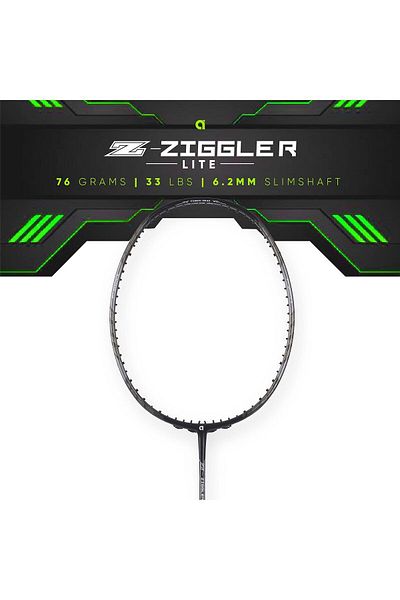 Apacs Z-ziggler Lite Unstrung Badminton Racket | 33lbs | 76g | Slim Shaft | Full Cover | Grey