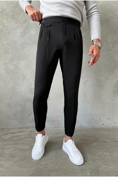 MODA Black Harvest Waist Buckle Italian Pants