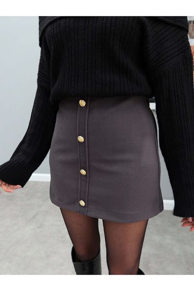 ESRAHELVACI Gold Buttoned Mini Skirt