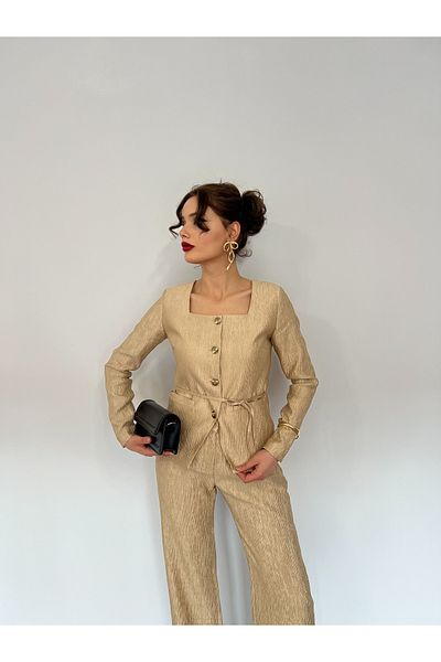Nesil Shiny Fabric Vest Trousers Set