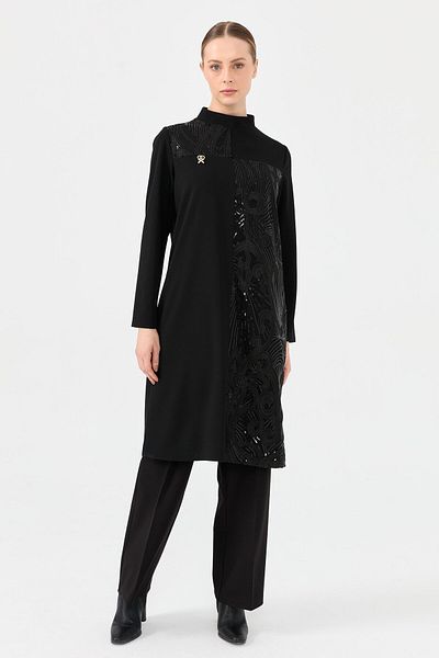 Esswaap Black Tunic - Stylish Design with Lace Detail