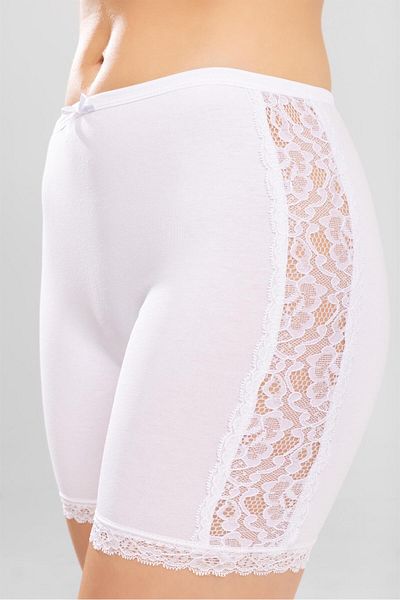 BAYKAR Women's Cotton Lycra Combed Cotton Shorts with Lace Sides 8040 White