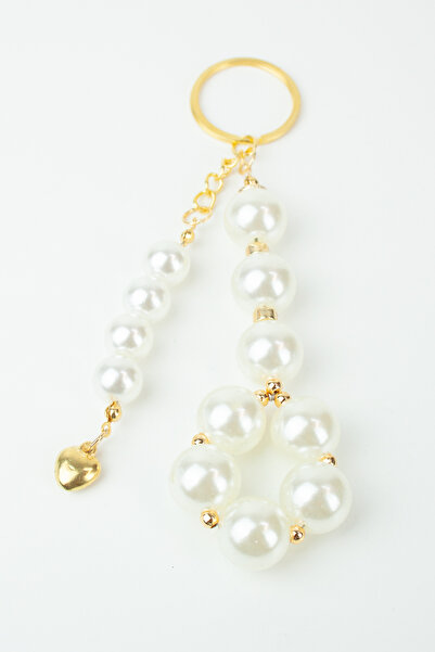 Liveyn Design Ornament pentru geantă cu breloc cu inimă de perle mari