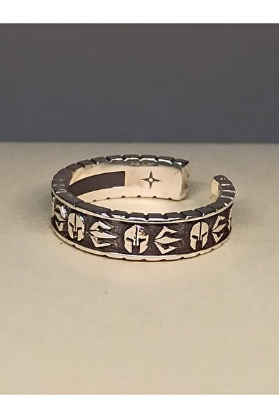 TREND Spartalı motifli gümüş yüzük, 925 ayar şovalye kasklı gümüş yüzük erkek